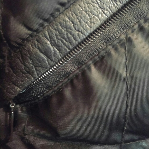 Lg. Forest Club black leather bomber jacket - Picture 6 of 7